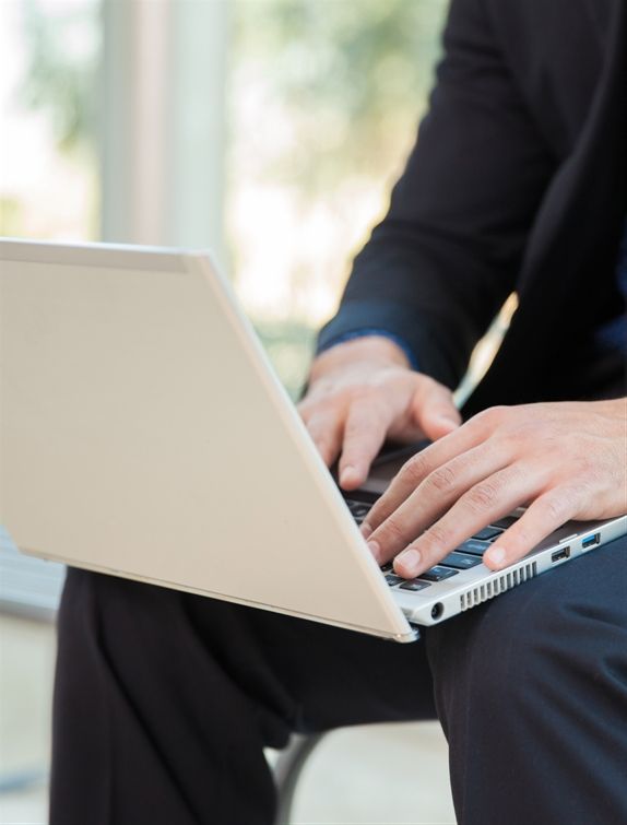 Person working on a laptop
