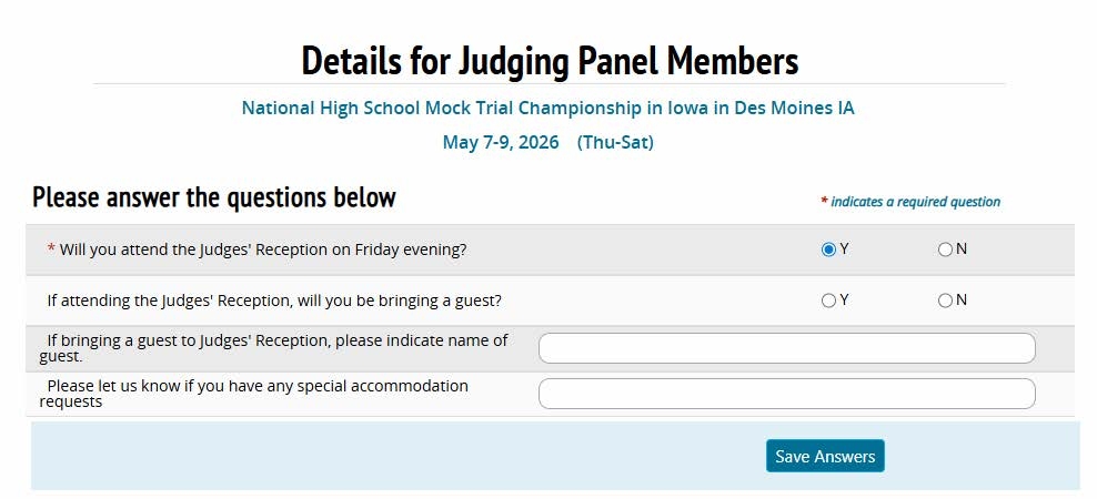 Additional details form after initial registration