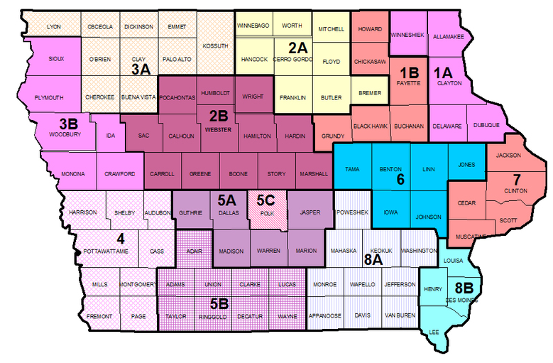YLD District Representative map of Iowa