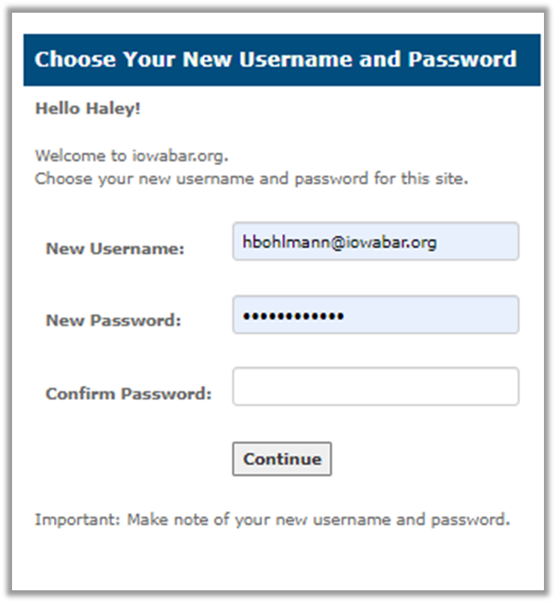 Change your username and password image.